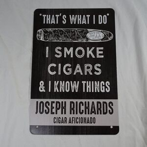 Joseph Richards Cigar Aficionado Decor Tin Metal Sign 12inx8in